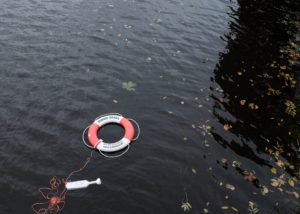 Life ring in the water